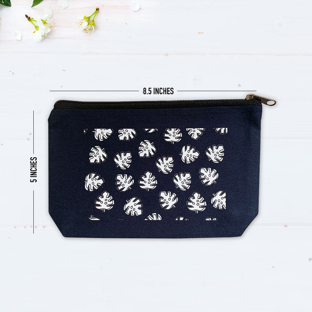 Floral Pattern Multi-Purpose Grey Cotton Pouch