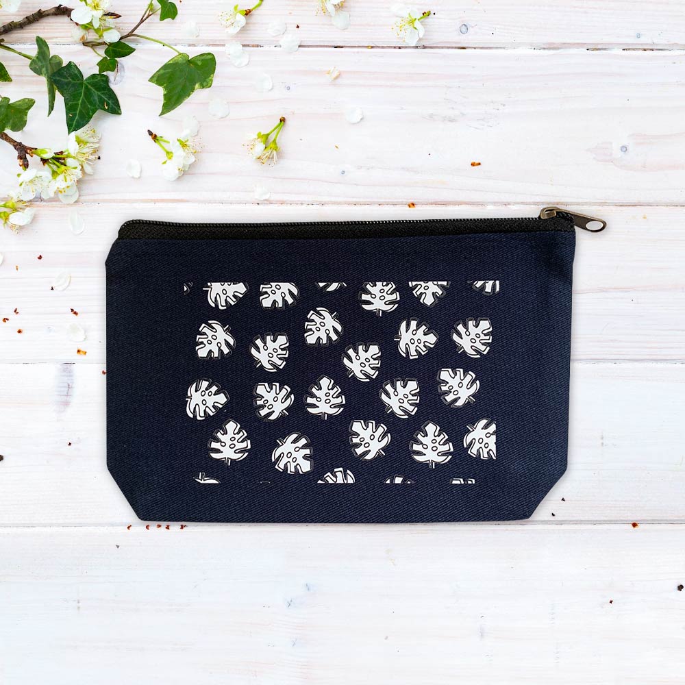 Floral Pattern Multi-Purpose Grey Cotton Pouch