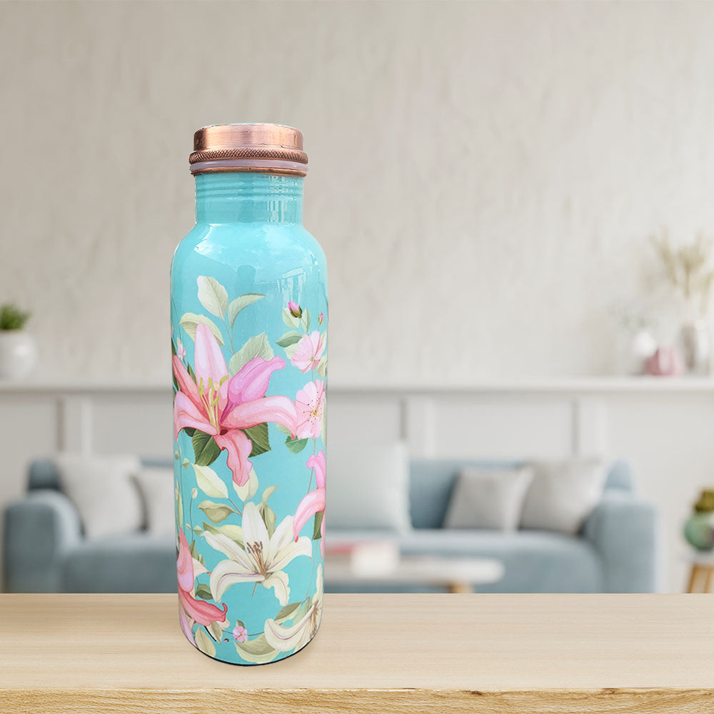 Vintage Floral Meenakari Copper Bottle