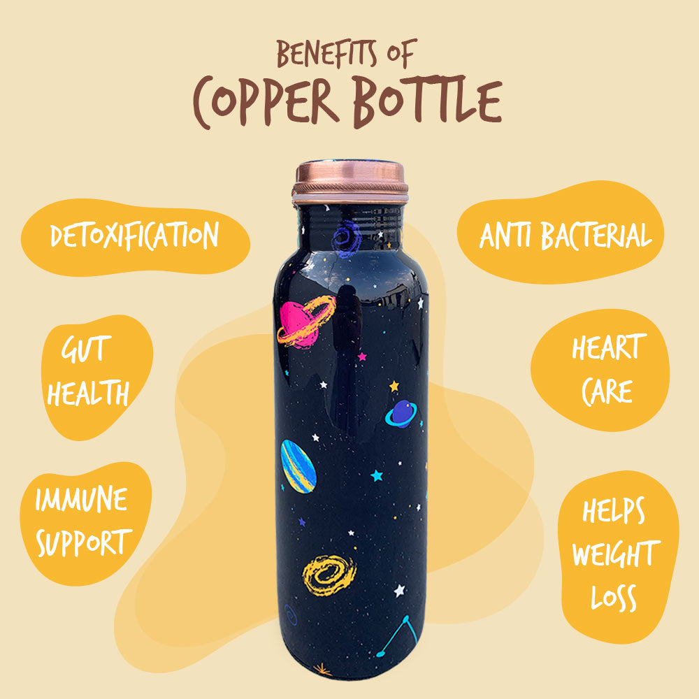 Space Black Meenakari Copper Bottle