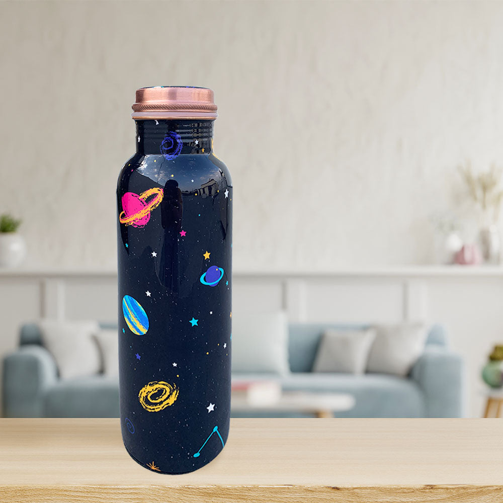 Space Black Meenakari Copper Bottle