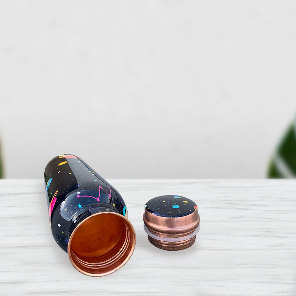 Space Black Meenakari Copper Bottle