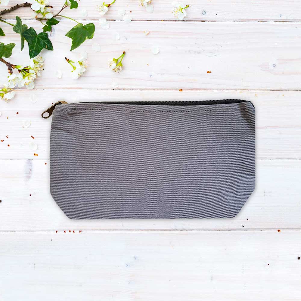 Floral Pattern Multi-Purpose Grey Cotton Pouch