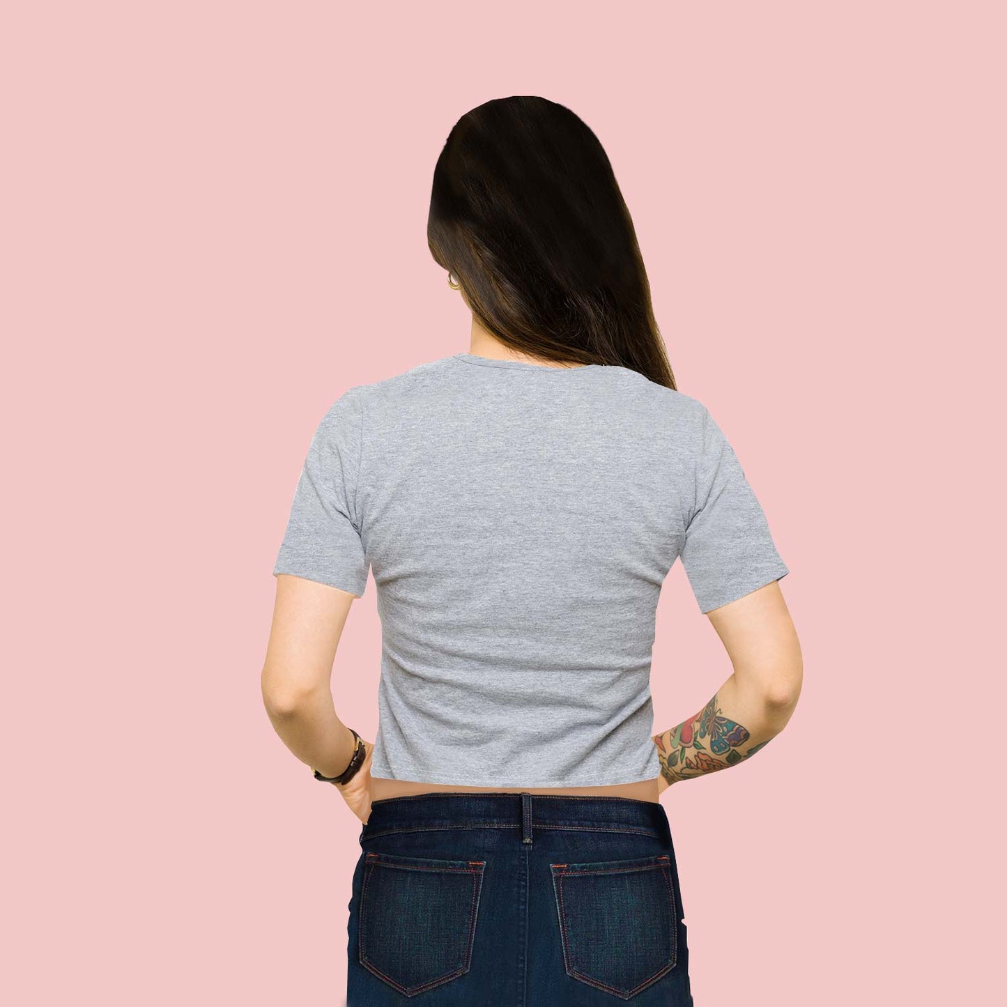 Need More Space Trendy Graphic Grey Crop-Top for Women and Girls