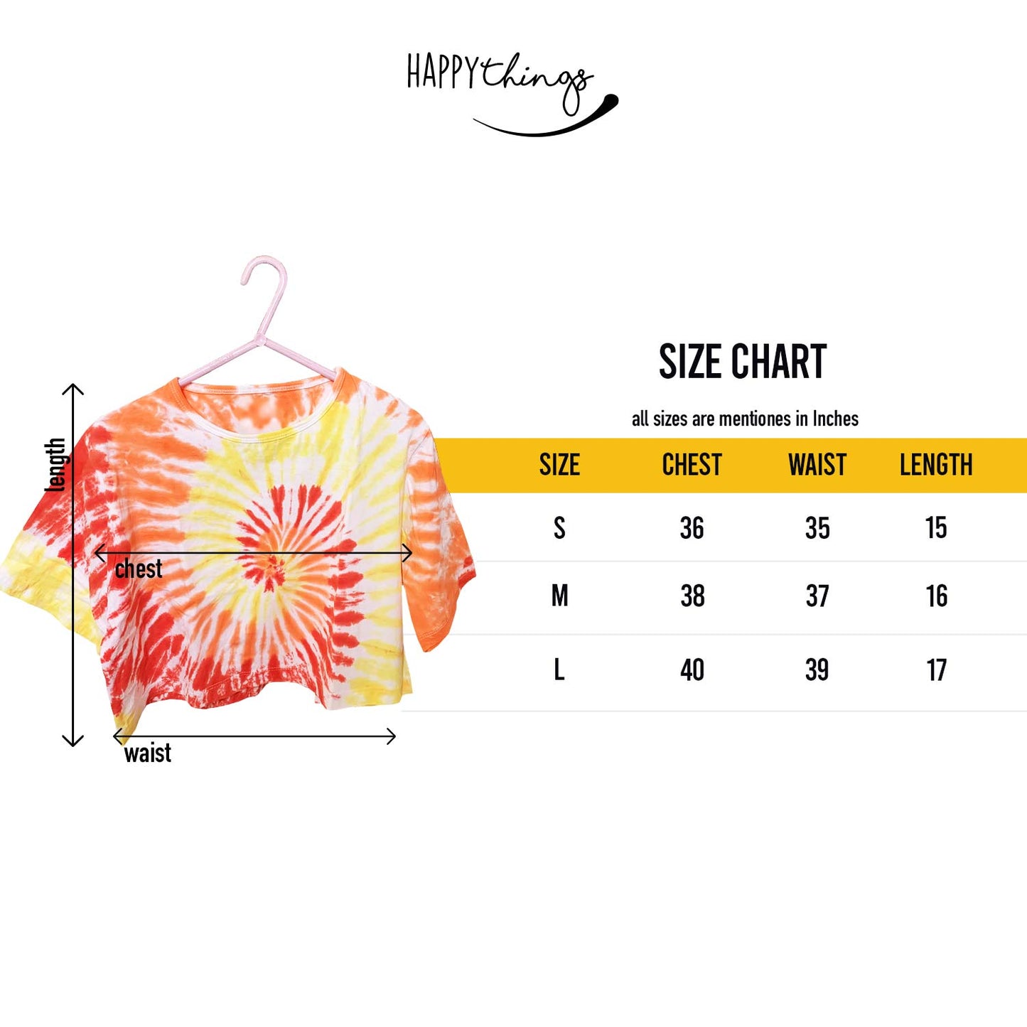Fire Red and yellow Tie-die Crop-Top for Women and Girls