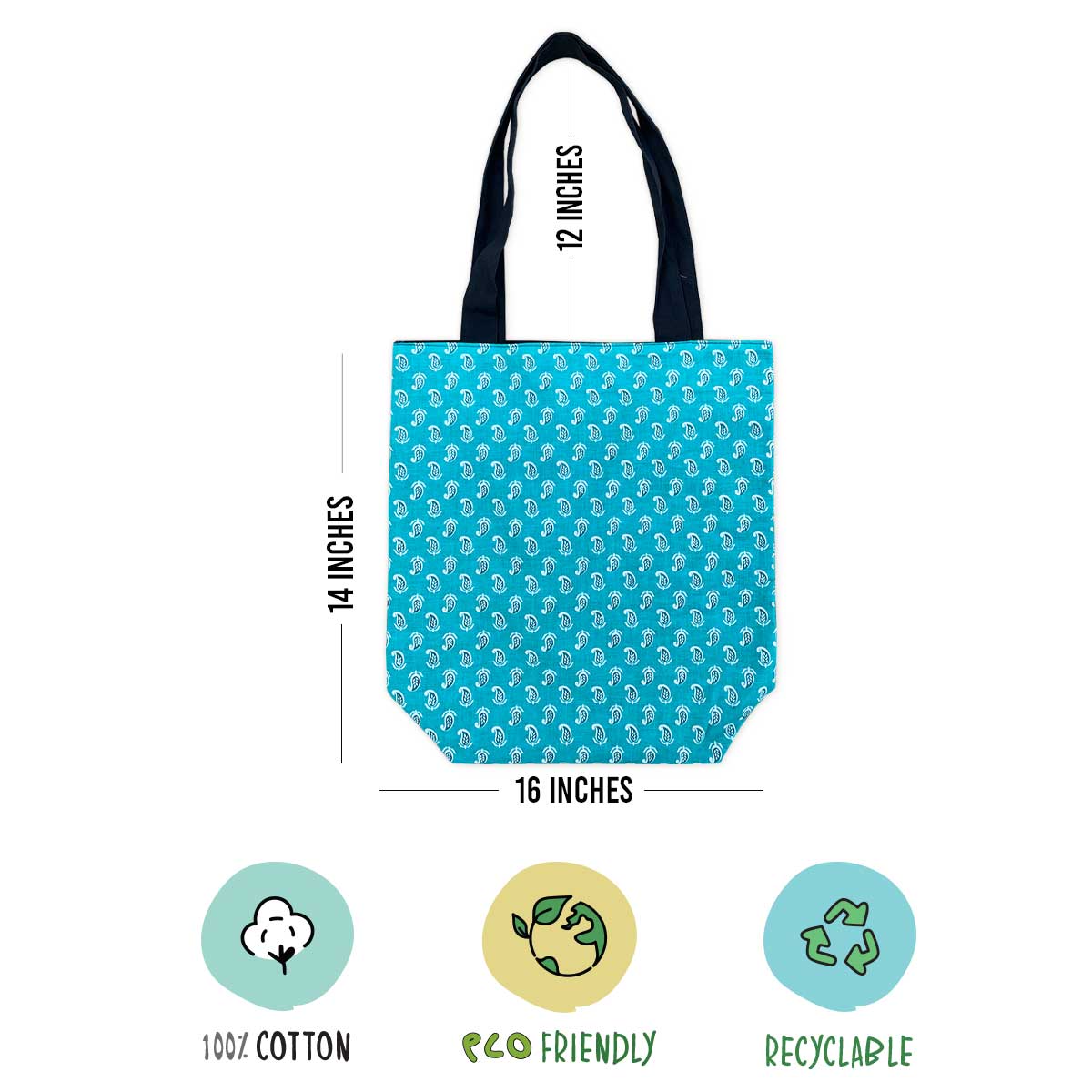 Turquoise Ambi Motif Ethnic Tote Bag for Daily Use Office/ Party/ College Wear