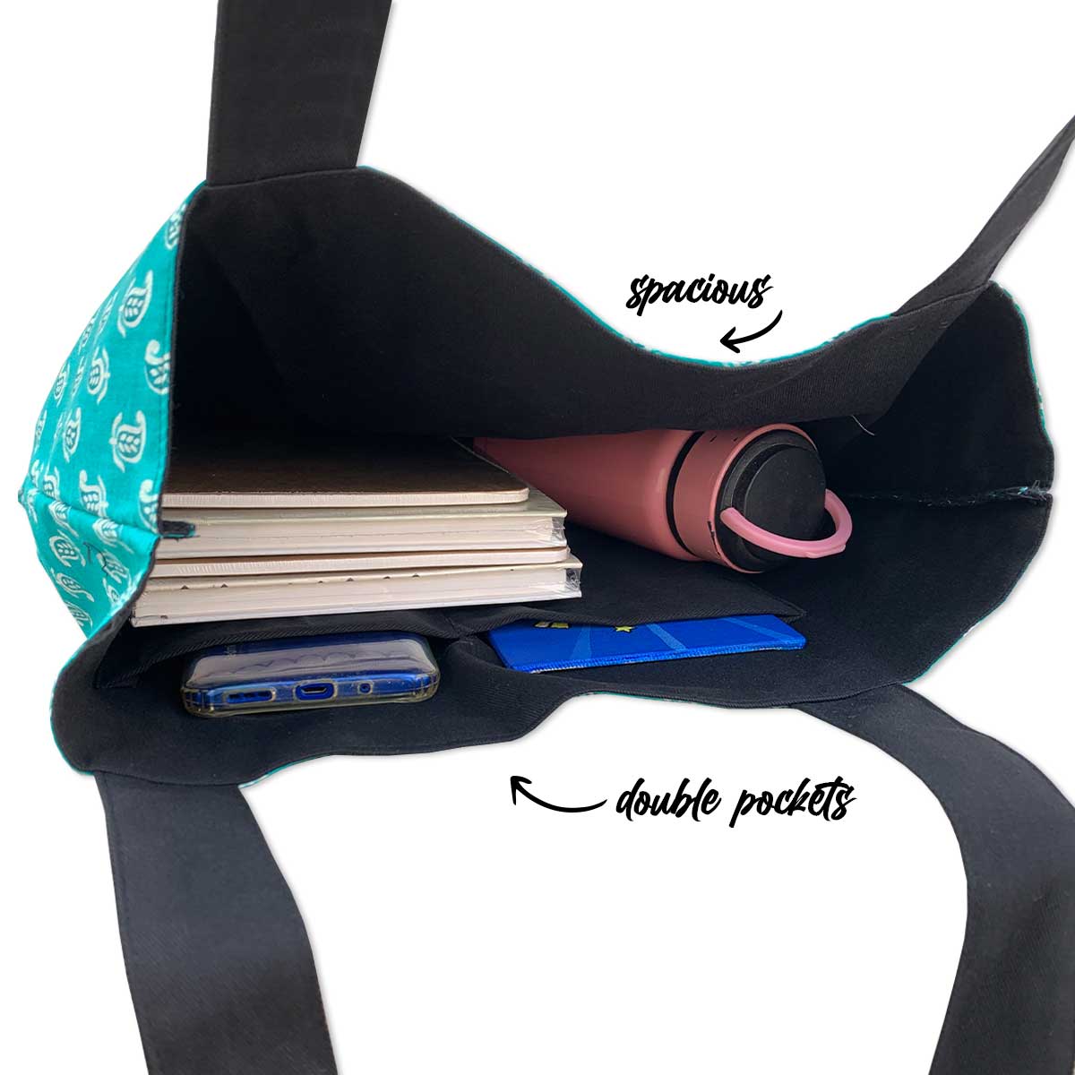 Turquoise Ambi Motif Ethnic Tote Bag for Daily Use Office/ Party/ College Wear