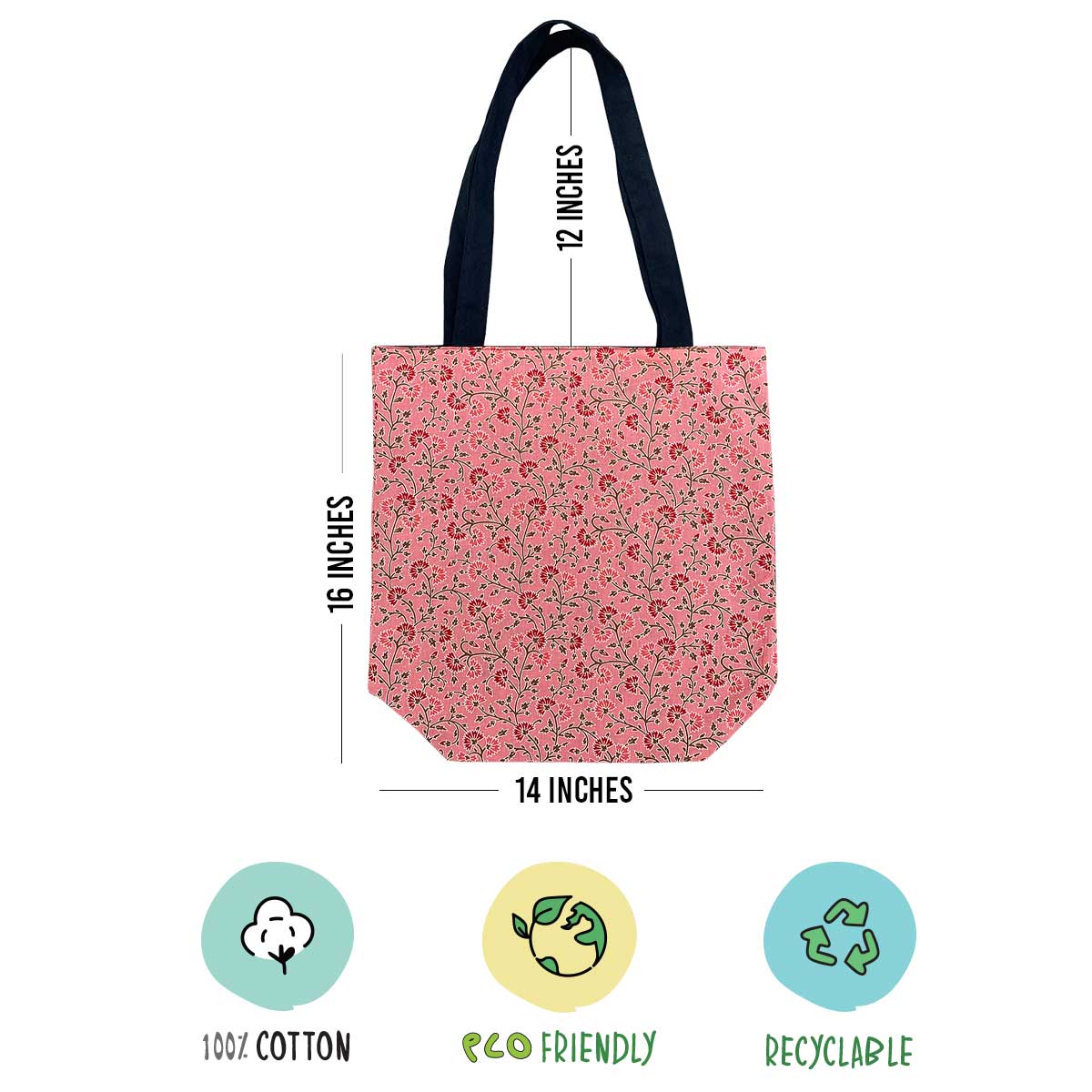 Pink Indian Motif Tote Bag for Daily Use Office/ Party/ College Wear