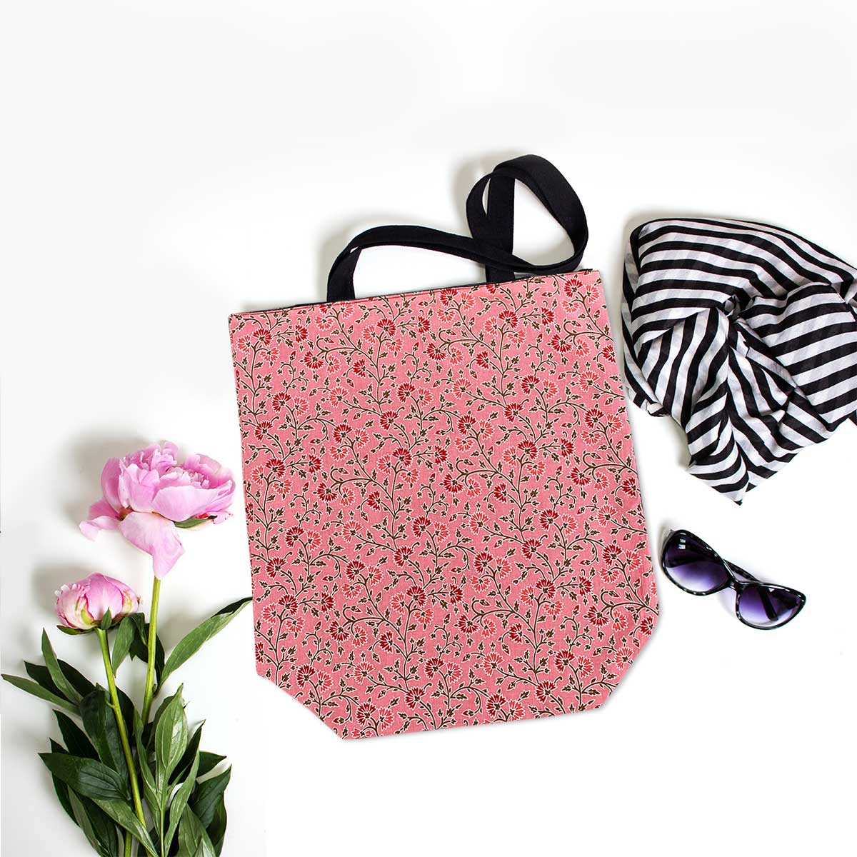 Pink Indian Motif Tote Bag for Daily Use Office/ Party/ College Wear
