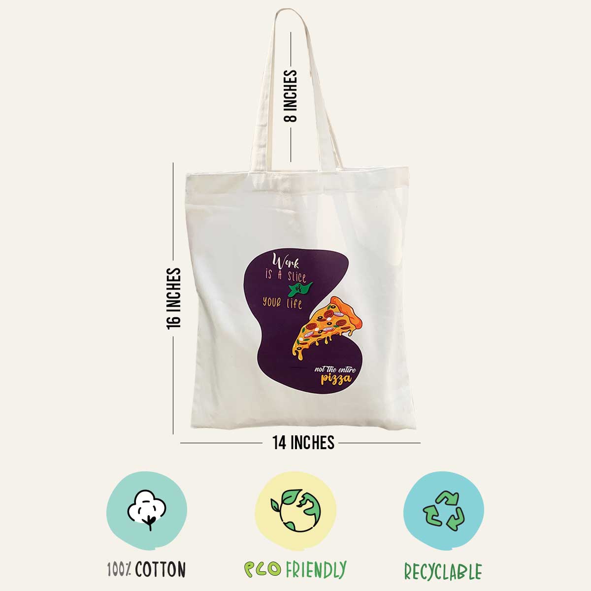 Slice of Life White Tote Bag for Daily Use/ College Wear