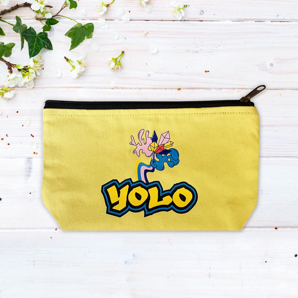 YOLO Multi-Purpose Yellow Cotton Pouch