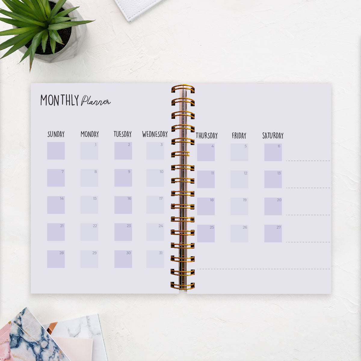 2024 White Lily Green Planner & Zig Zag Design Diary Combo
