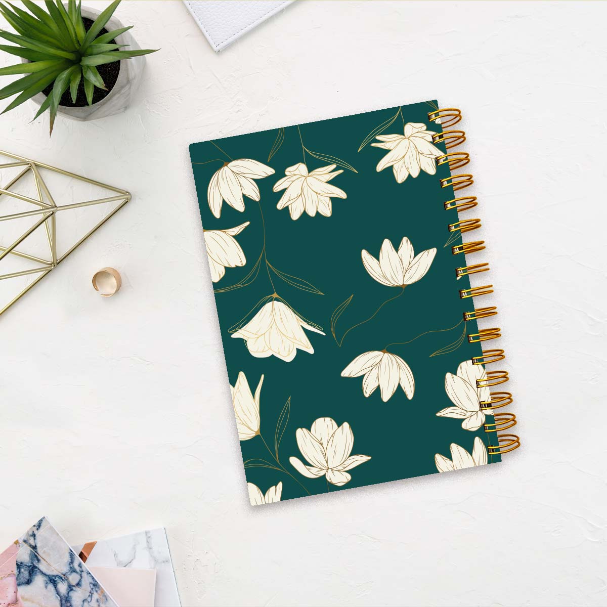 2024 White Lily Green Planner & Zig Zag Design Diary Combo