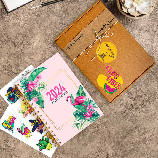 2024 Flamingo Planner & Sticker Pack Combo