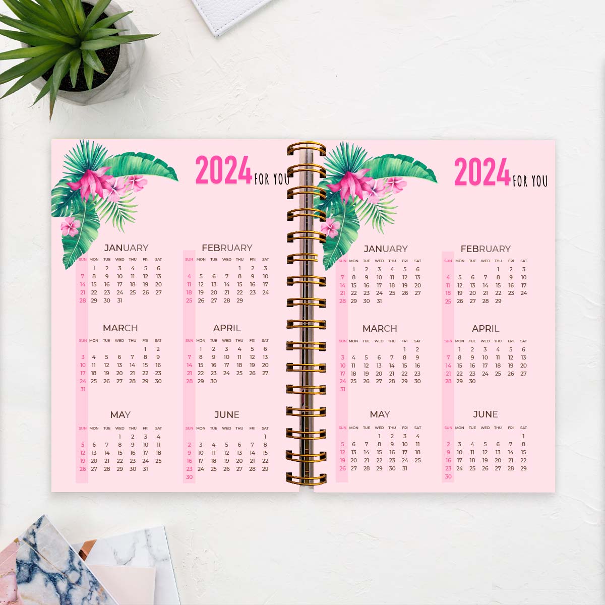 2024 Flamingo Planner & Sticker Pack Combo