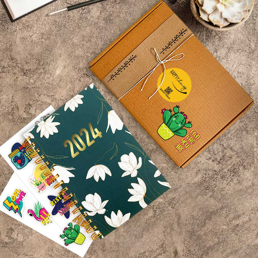 2024 White Lily Green Planner & Sticker Pack Combo