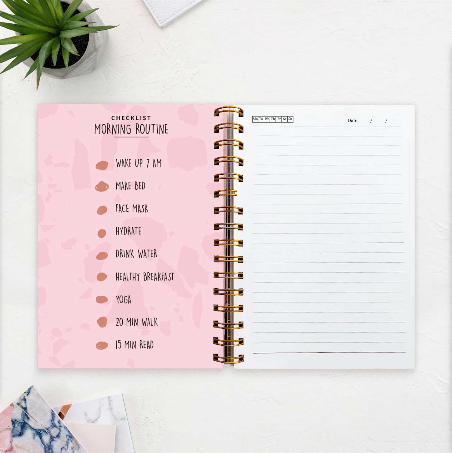 2024 White Lily Green Planner & Zig Zag Design Diary Combo
