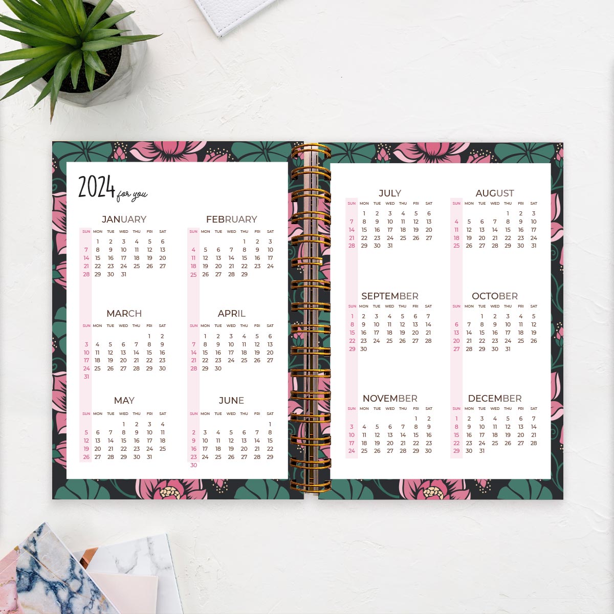 2024 Lotus Planner & Good Vibes Only Notebook Combo