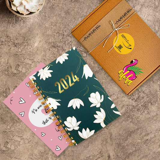 2024 White Lily Green Planner & Super Power Diary Combo