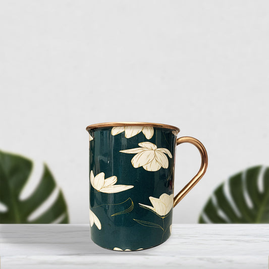 Green Motif Meenakari Copper Mugs