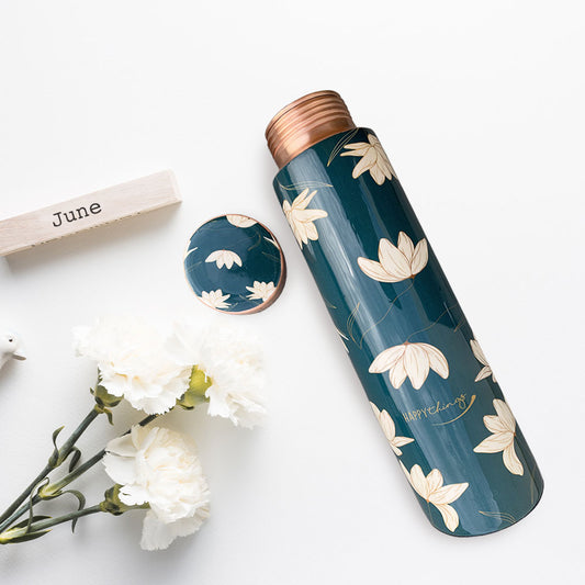 Green Motif Pencil Meenakari Copper Bottle