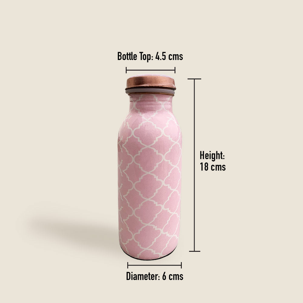 500 ML Light Pink Meenakari Copper Bottle