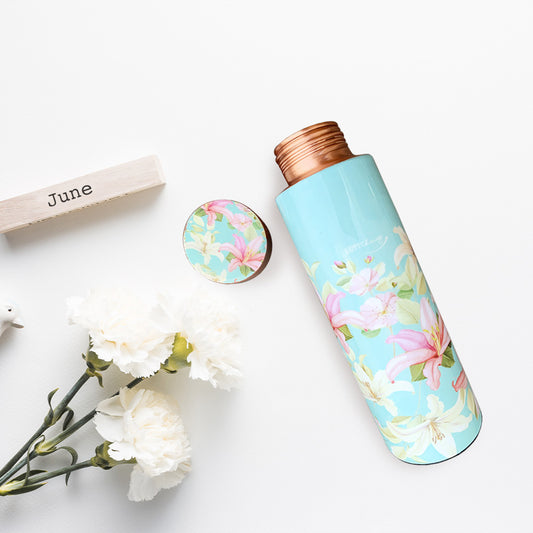 400 ML Vintage Blue Meenakari Pencil Copper Bottle