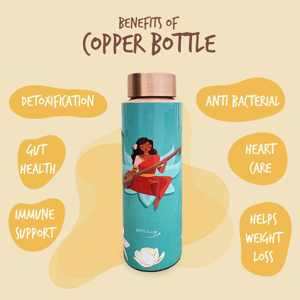400 ML Devi Meenakari Pencil Copper Bottle