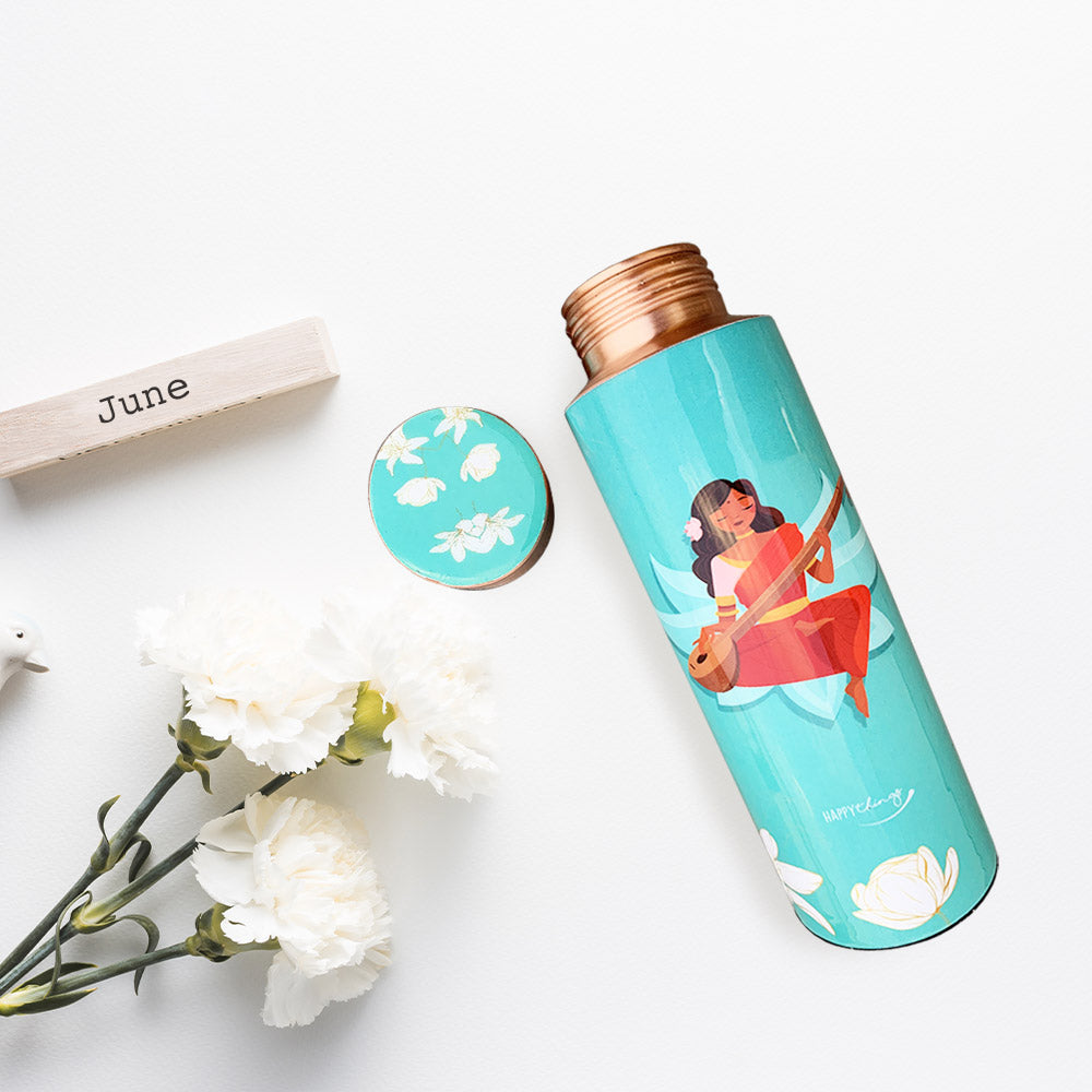 400 ML Devi Meenakari Pencil Copper Bottle