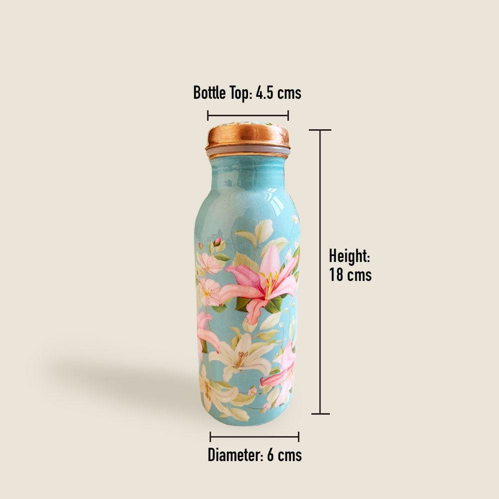 500 ML Small Vintage Blue Meenakari Copper Bottle