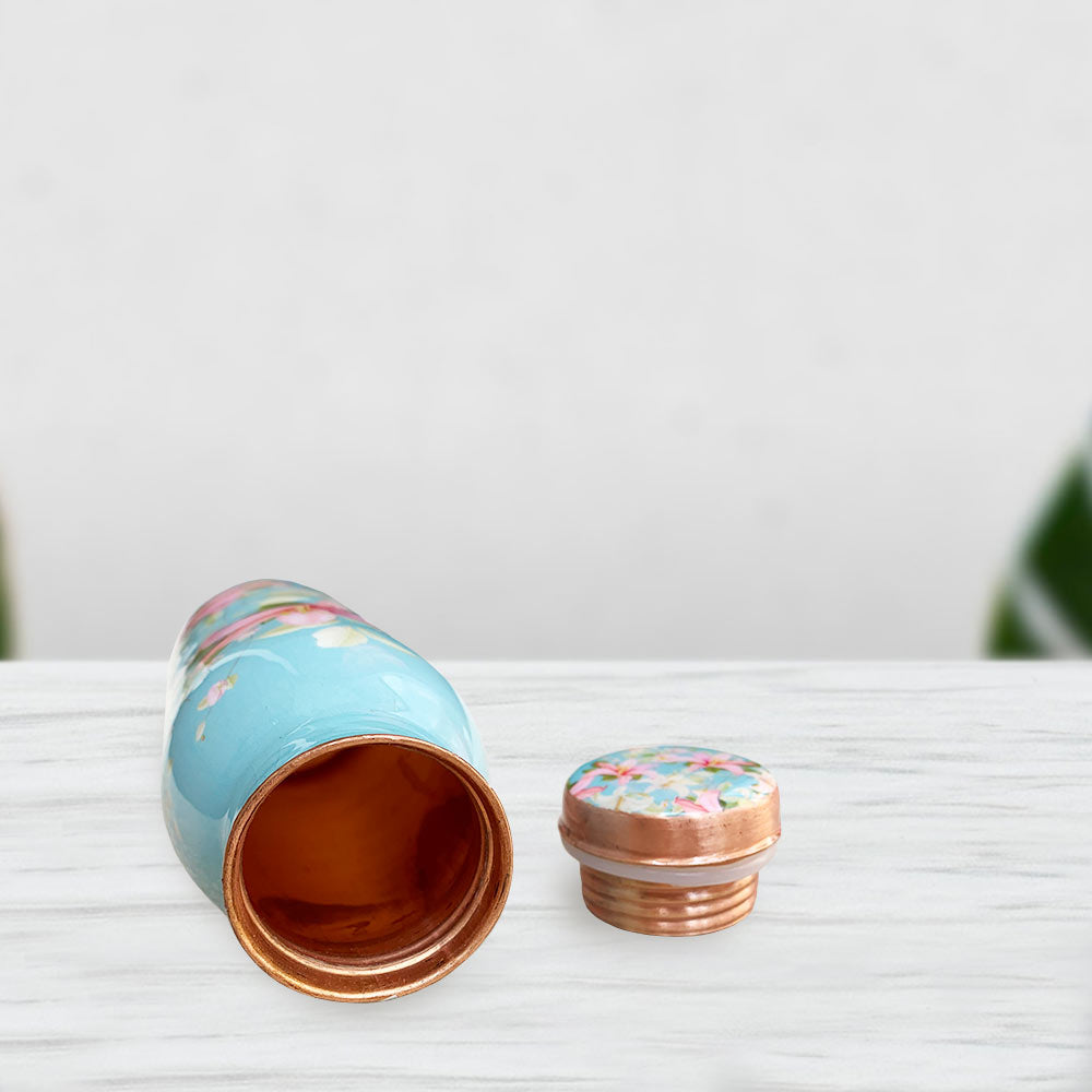 500 ML Small Vintage Blue Meenakari Copper Bottle