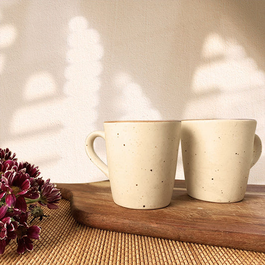 Speckled Off White Solid Ceramic Mug Set