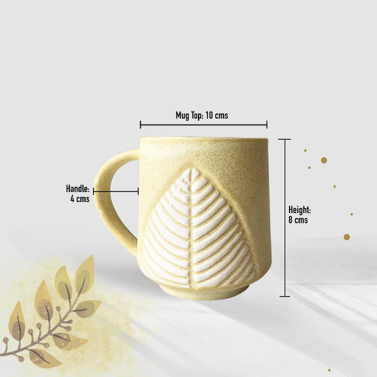 Yellow Leaf Motif Ceramic Mug Set
