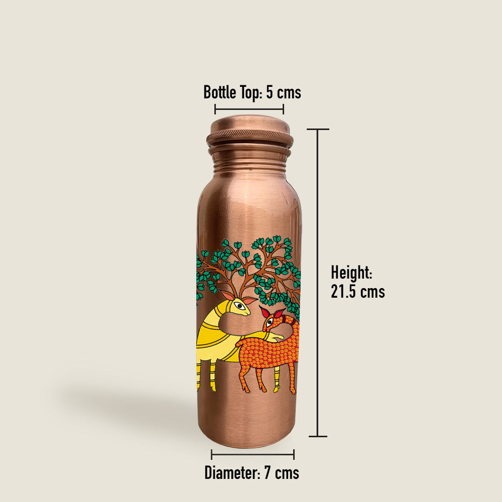 750ml Deer in Paradise Design Hand-Painted Copper Bottle