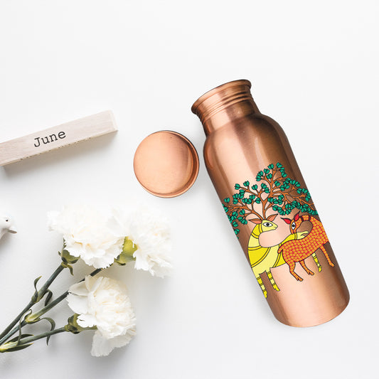 750ml Deer in Paradise Design Hand-Painted Copper Bottle