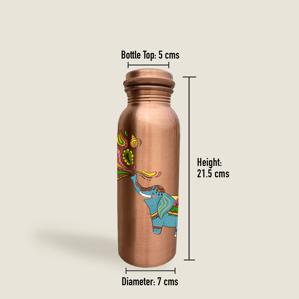 750ml Cute Elephant Design Hand-Painted Copper Bottle