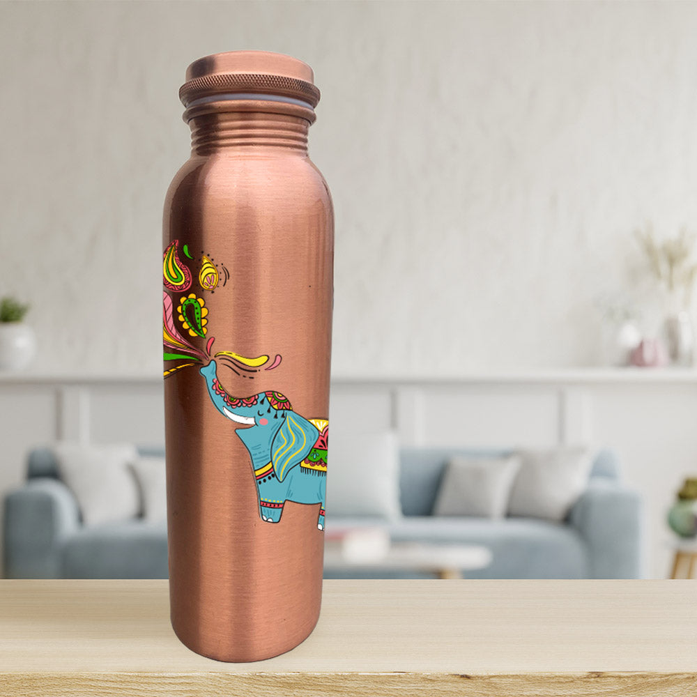 1L Cute Elephant Design Hand-Painted Copper Bottle