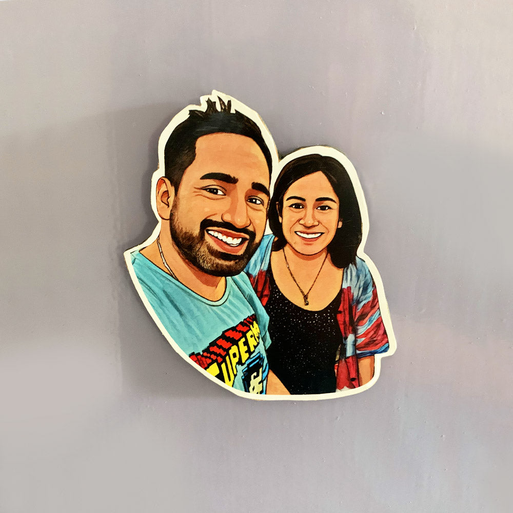 Super Cool Caricature Style Customised Fridge/ Cupboard Magnets for Two