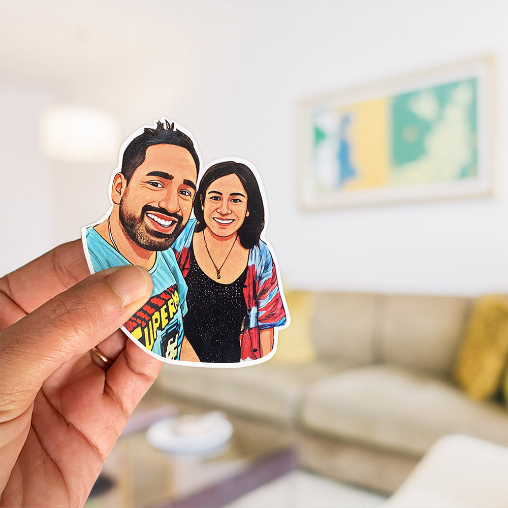 Super Cool Caricature Style Customised Fridge/ Cupboard Magnets for Two