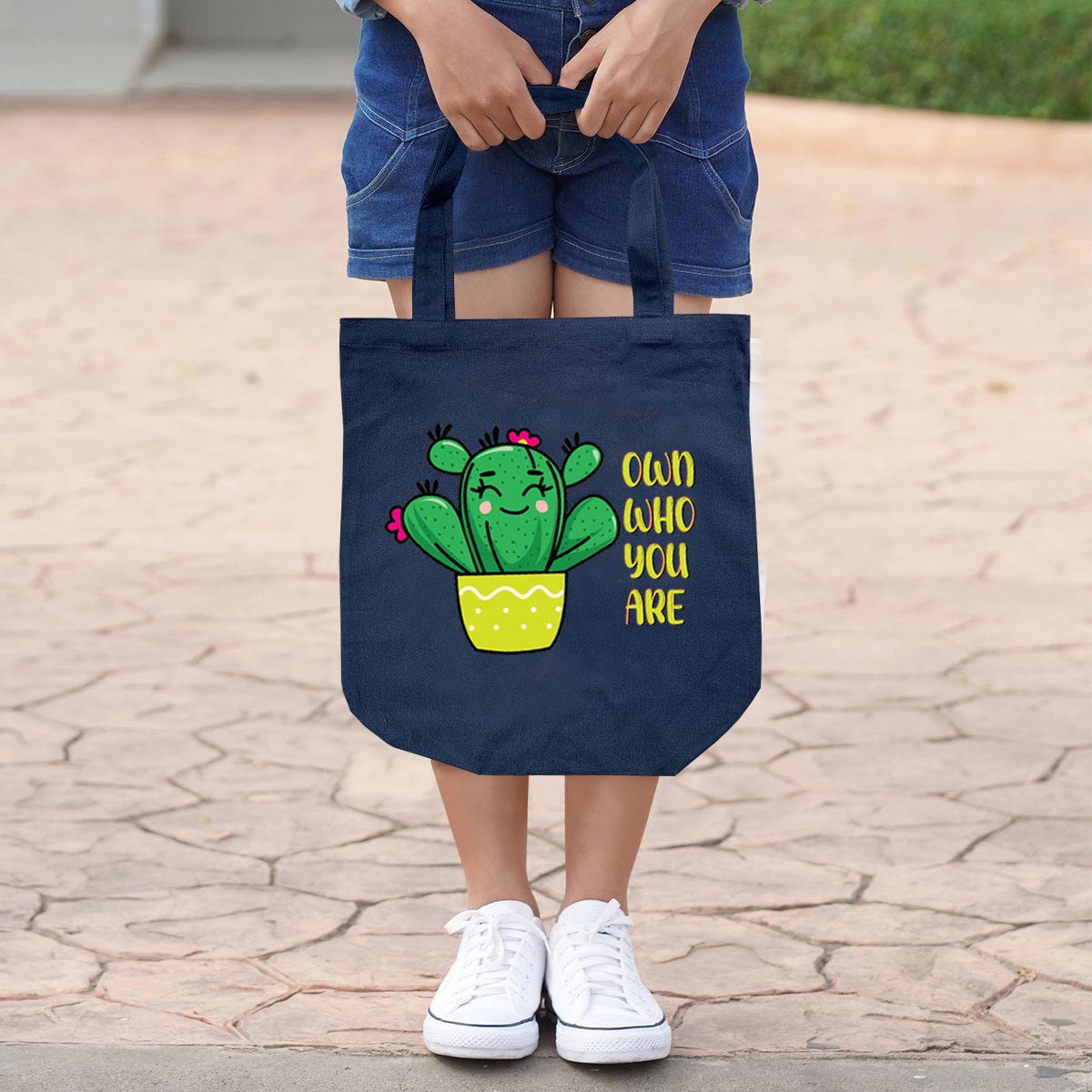 Own Who You Are Blue Graphic Tote