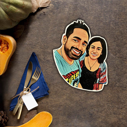 Super Cool Caricature Style Customised Fridge/ Cupboard Magnets for Two