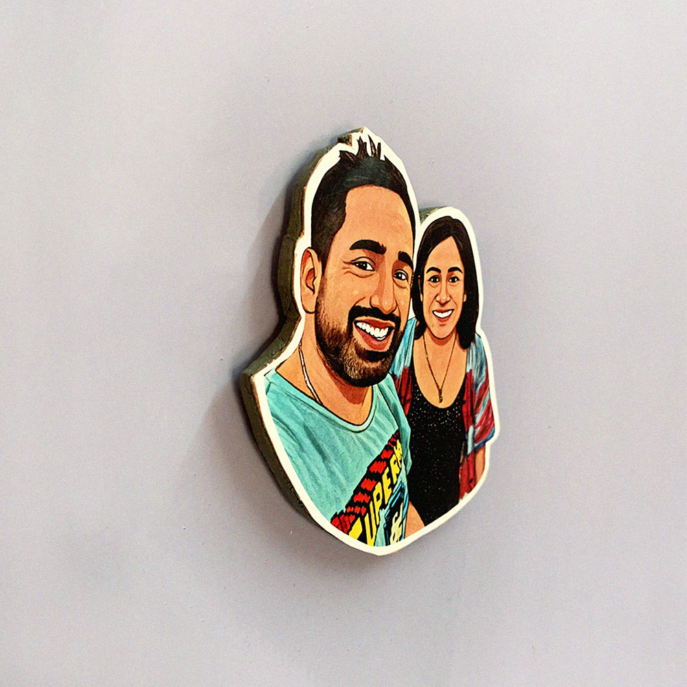 Super Cool Caricature Style Customised Fridge/ Cupboard Magnets for Two