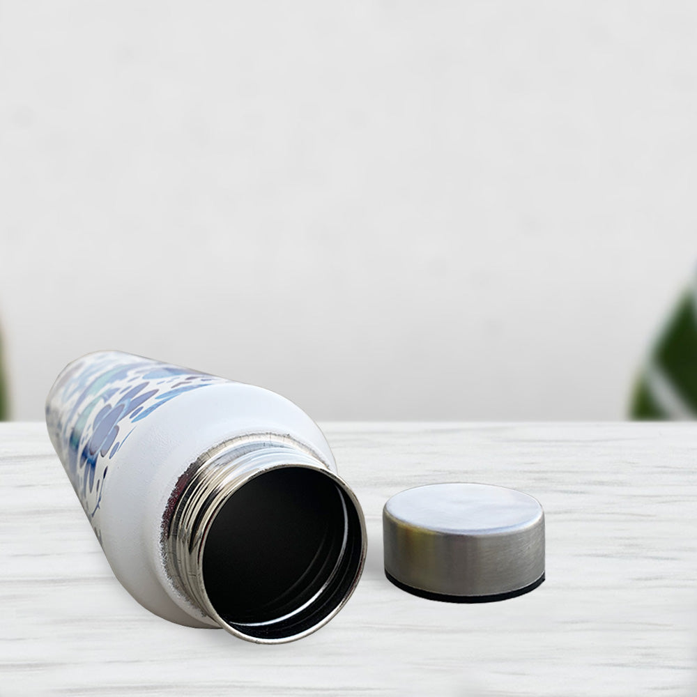 Chirpy Bird Pattern Blue Steel Bottle