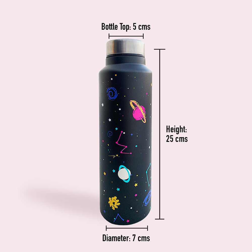 Black Space Pattern Steel Bottle