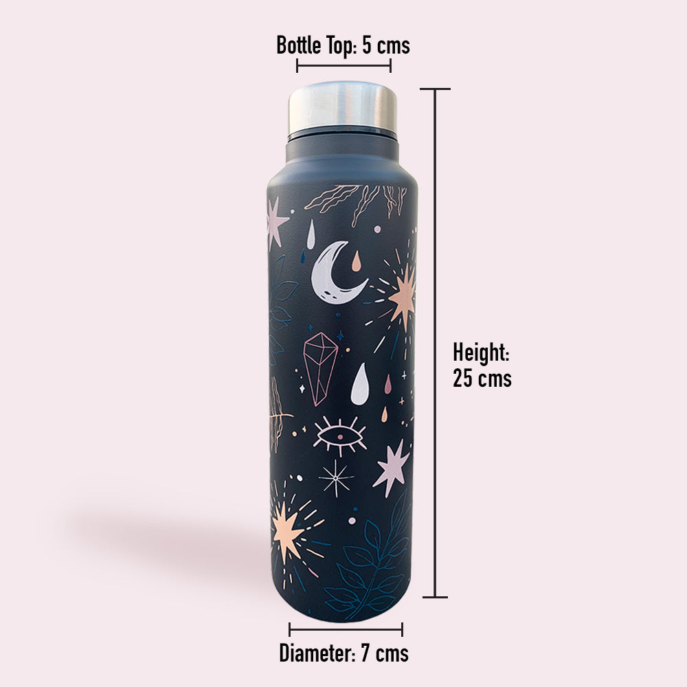 Black Boho Theme Steel Bottle