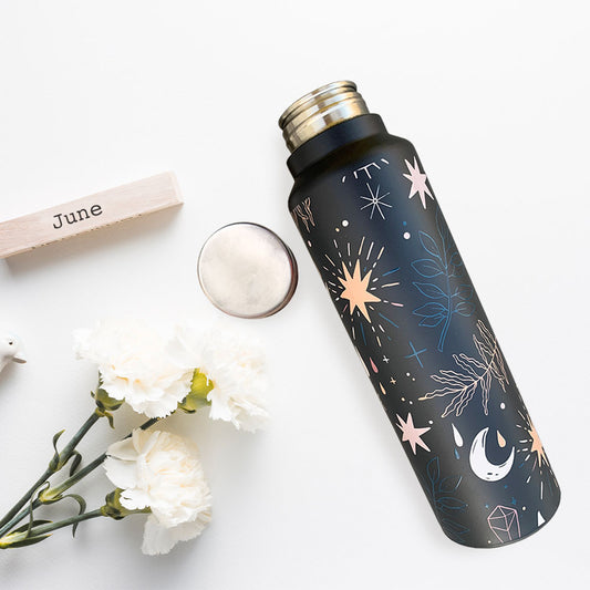 Black Boho Theme Steel Bottle