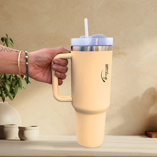 Yellow Stainless Steel Tumbler with Lid 1200ml