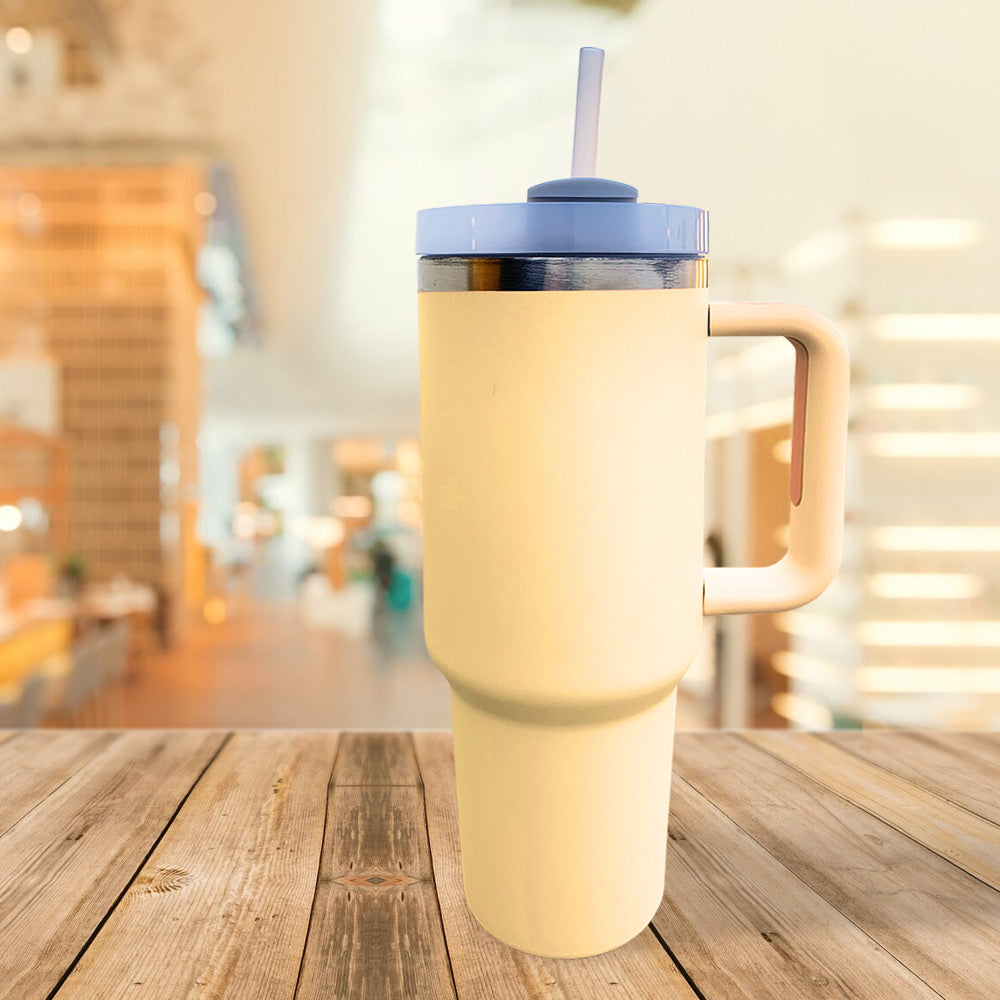 Yellow Stainless Steel Tumbler with Lid 1200ml