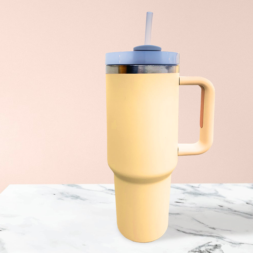 Yellow Stainless Steel Tumbler with Lid 1200ml