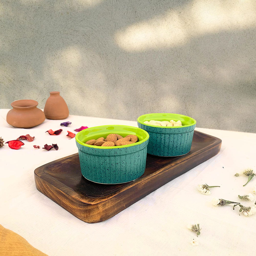 Dark Brown Acacia Wood Serving Tray/ Platter